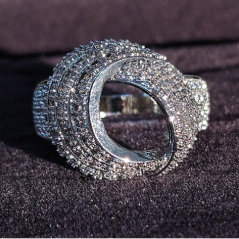 925 Sterling Silver Hollow Middle Cocktail Ring
